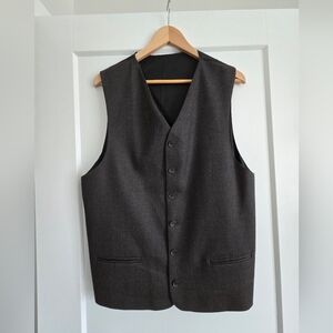 Classic Mens Gray/black Button-Up Suit Vest 42 T, Wool